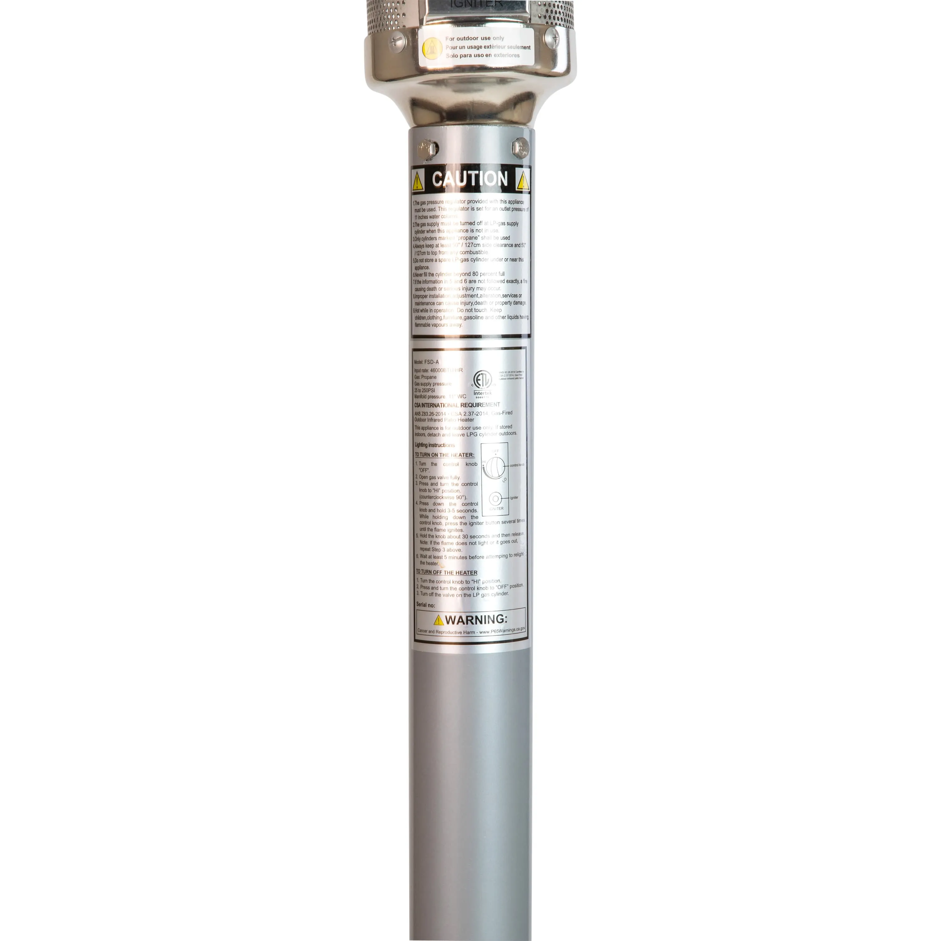 Sol Patio Outdoor Heating-Stainless Steel 40,000 BTU Propane Heater with Wheels for Commercial & Residential Use-7.5 Feet Tall