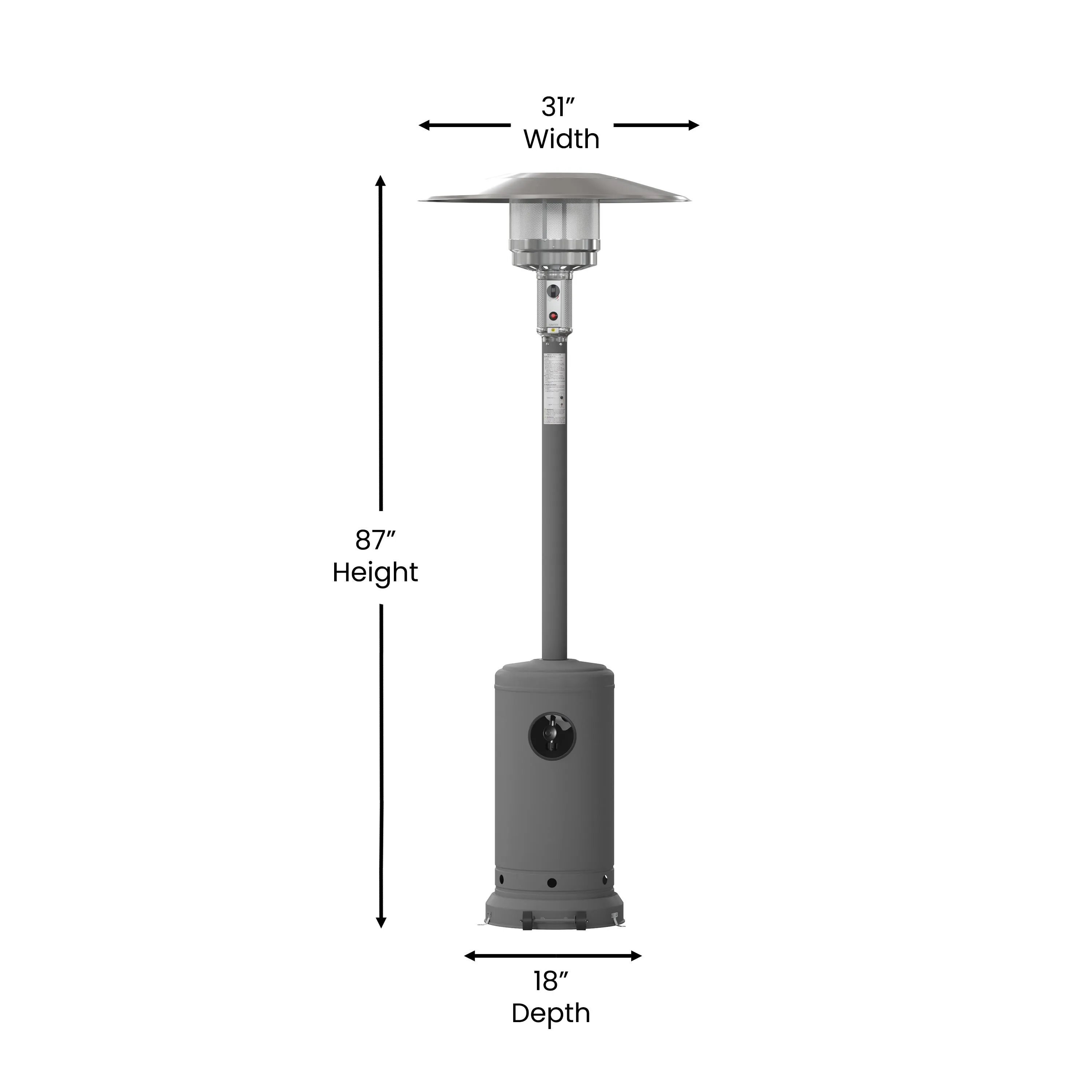 Sol Patio Outdoor Heating-Stainless Steel 40,000 BTU Propane Heater with Wheels for Commercial & Residential Use-7.5 Feet Tall