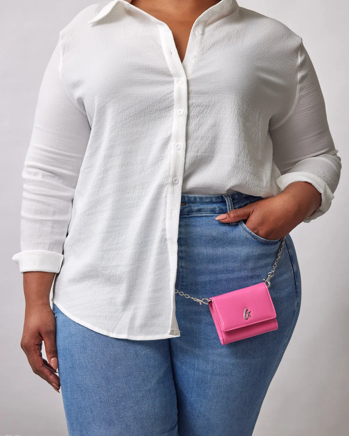 STANDARD MIRROR HOT PINK COMPACT WALLET