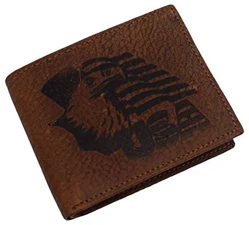 Swiss Marshall RFID Blocking Genuine Leather Men's Bifold Eagle USA Logo Wallet