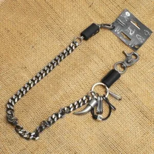 WA-WC7032 Wallet Chain with a skull / horn / leather designs, Single Chain
